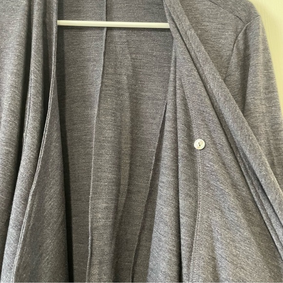 LOGO Lounge Lori Goldstein woman's open front cardigan Large blue draped casual - Picture 3 of 13